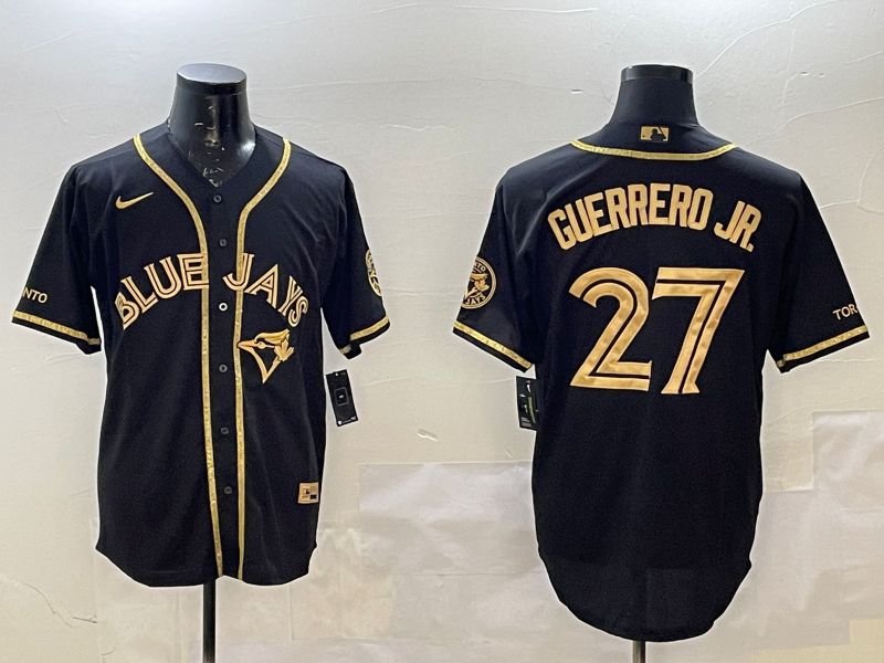 Men Toronto Blue Jays #27 Guerrero jr Black Gold Game 2025 Nike MLB Jersey style 1->youth mlb jersey->Youth Jersey